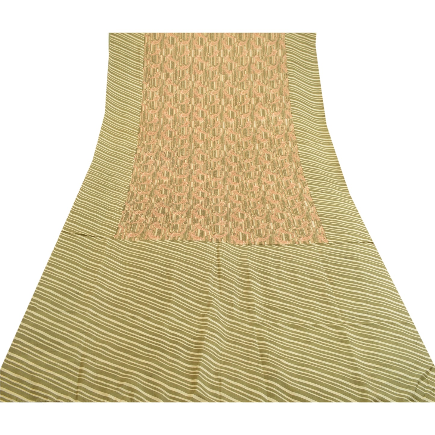 Sanskriti Vintage Sarees From Indian Green Pure Silk Printed Sari Craft Sustainable Fabric