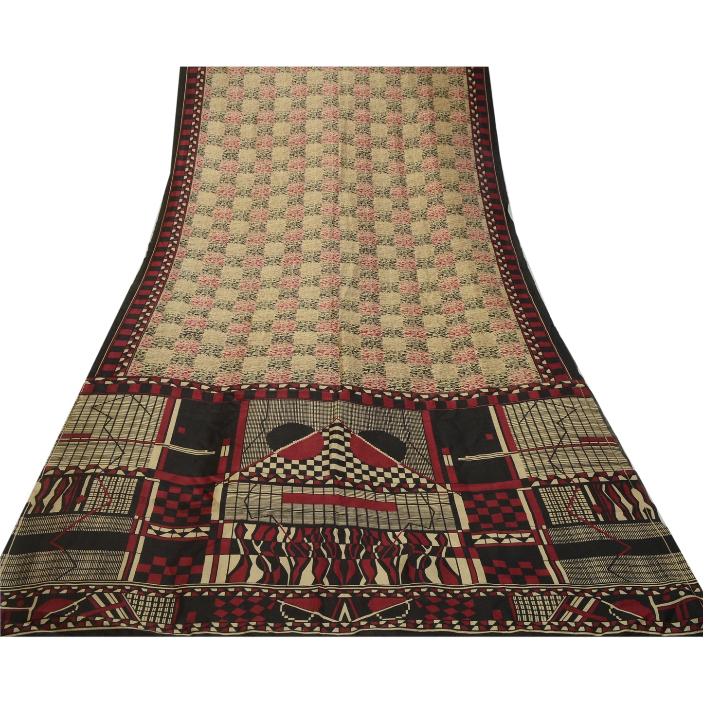 Sanskriti Vintage Sarees Multi Indian Pure Silk Abstract Print Sari Craft Sustainable Fabric