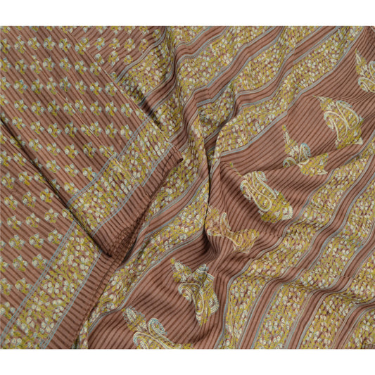 Sanskriti Vintage Sarees Mauve Hand Block Printed Pure Cotton Sari Craft Sustainable Fabric