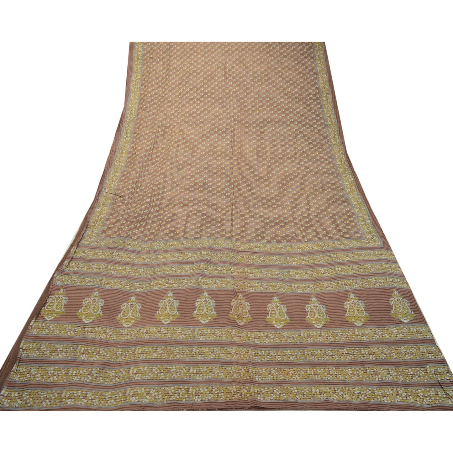 Sanskriti Vintage Sarees Mauve Hand Block Printed Pure Cotton Sari Craft Sustainable Fabric
