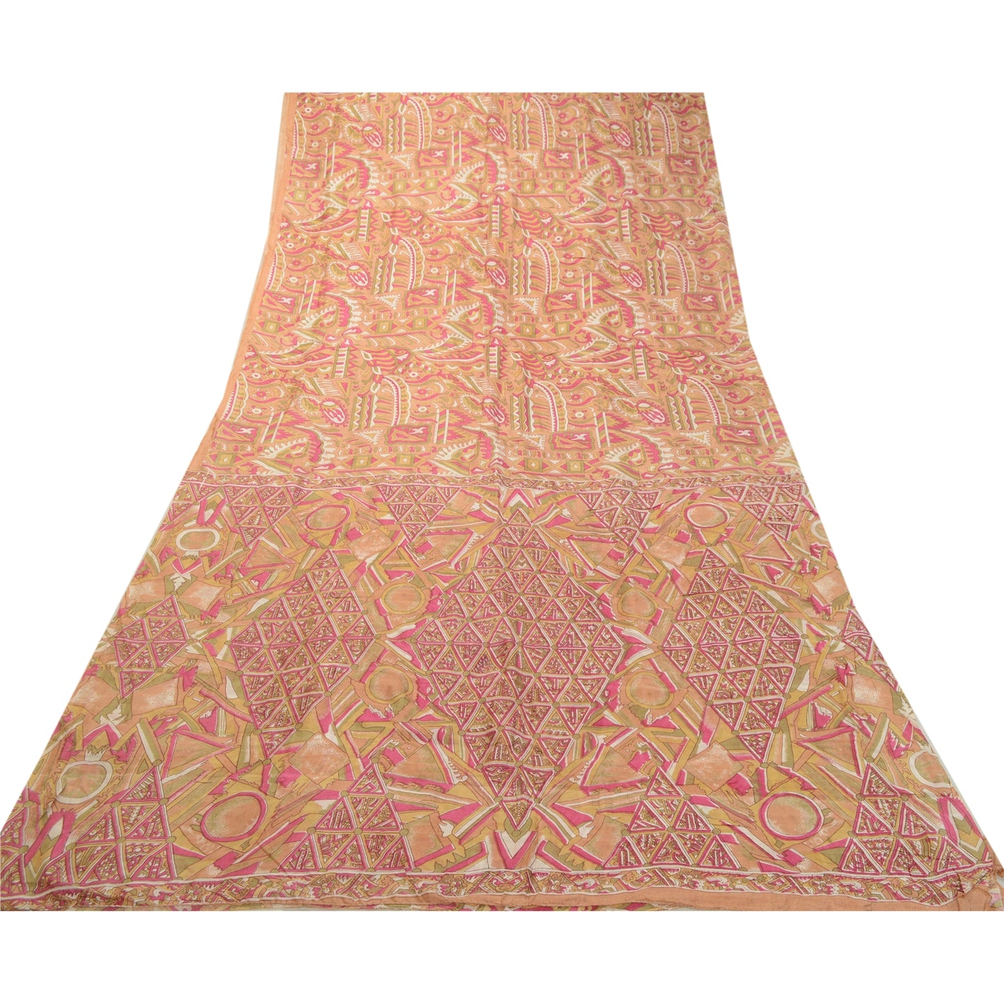 Санскритские винтажные сари из 100% чистого шелка с принтом в виде сари с цветочным рисунком, устойчивая ткань