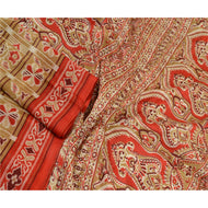 Sanskriti Vintage Sarees Green Indian Pure Silk Printed Sari 5yd Craft Fabric