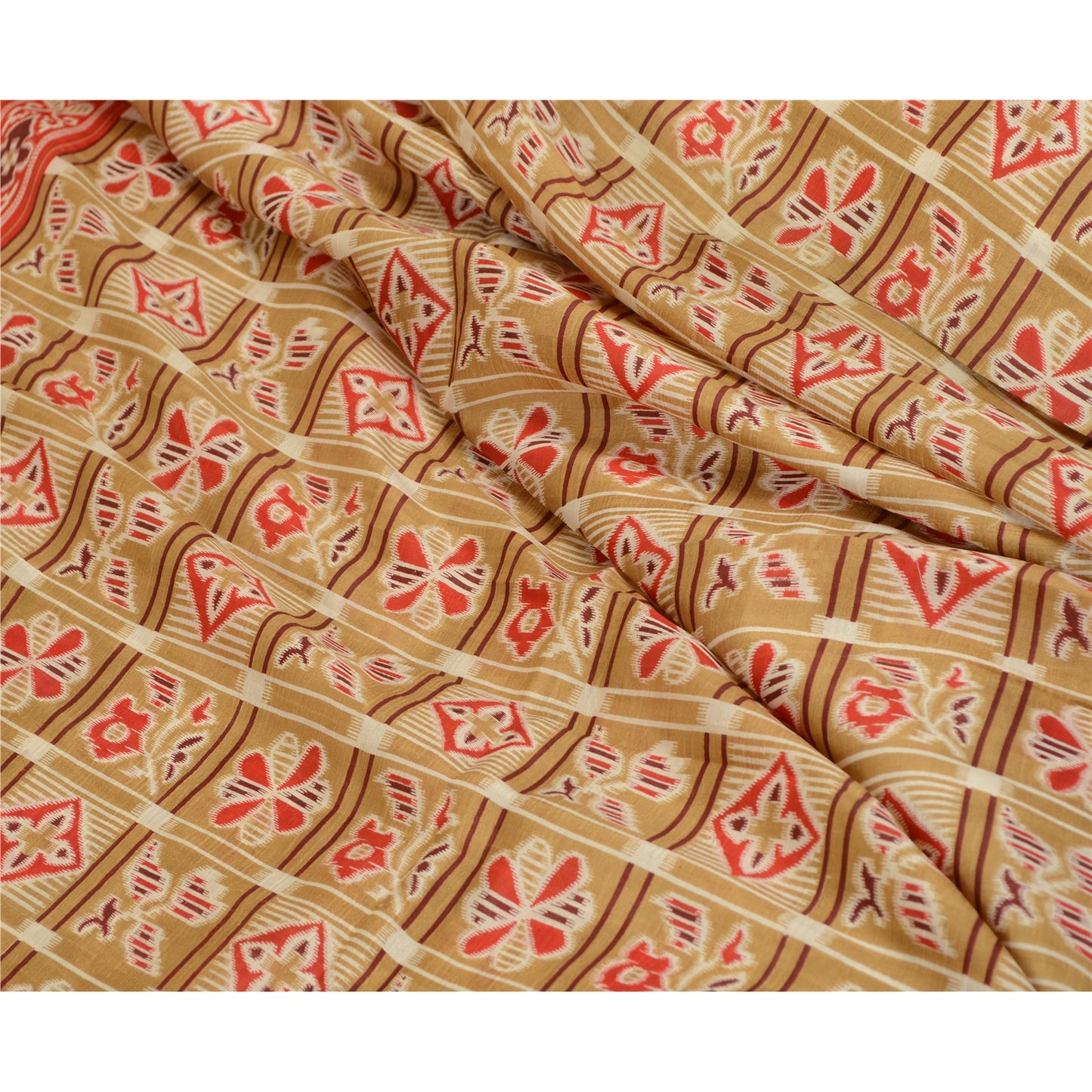 Sanskriti Vintage Sarees Green Indian Pure Silk Printed Sari 5yd Craft Sustainable Fabric