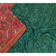 Sanskriti Vintage Sarees Pink Zari Border Printed Pure Silk Sari Craft Fabric