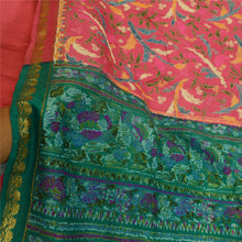 Load image into Gallery viewer, Sanskriti Vintage Sarees Pink Zari Border Printed Pure Silk Sari Craft Fabric

