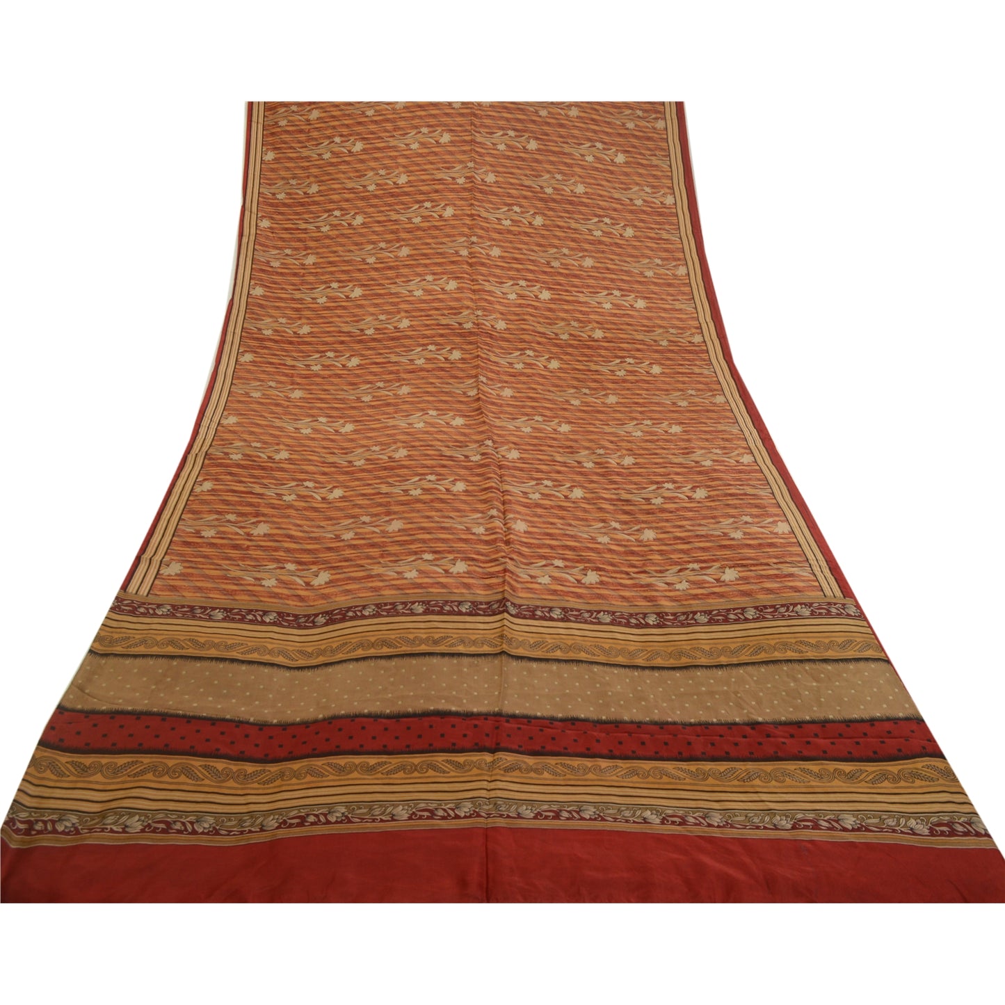 Санскритские винтажные сари индийское многоцветное принтованное 100% чистое шелковое сари ремесло устойчивая ткань