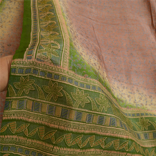 Sanskriti Vintage Sarier Quiltning Filtning Håndværk Bæredygtigt Stof Ren Silke Trykt 5ydsari