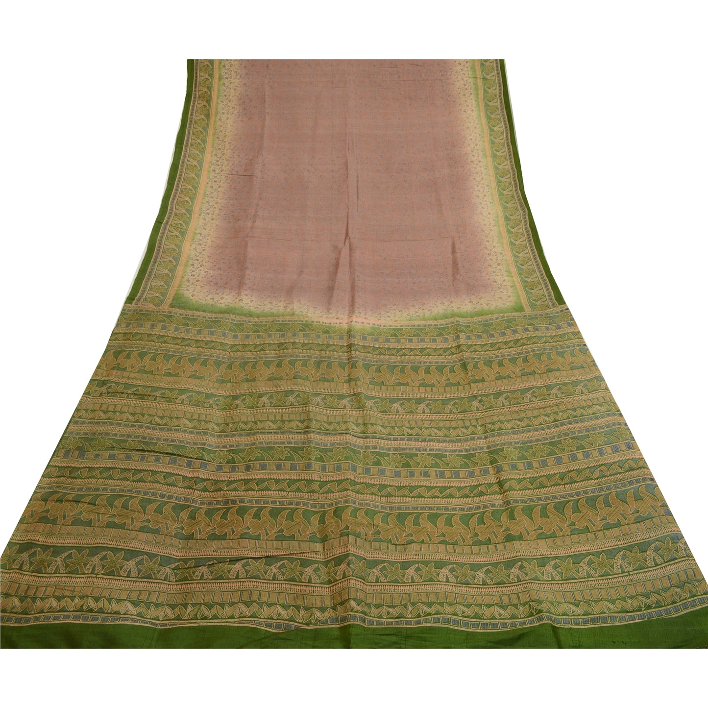 Sanskriti Vintage Sarees Quilting Felting Craft Sustainable Fabric Pure Silk Printed 5ydSari
