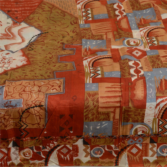 Sanskriti Vintage Sarees Multicolor Pure Silk Abstract Printed Sari Craft Sustainable Fabric