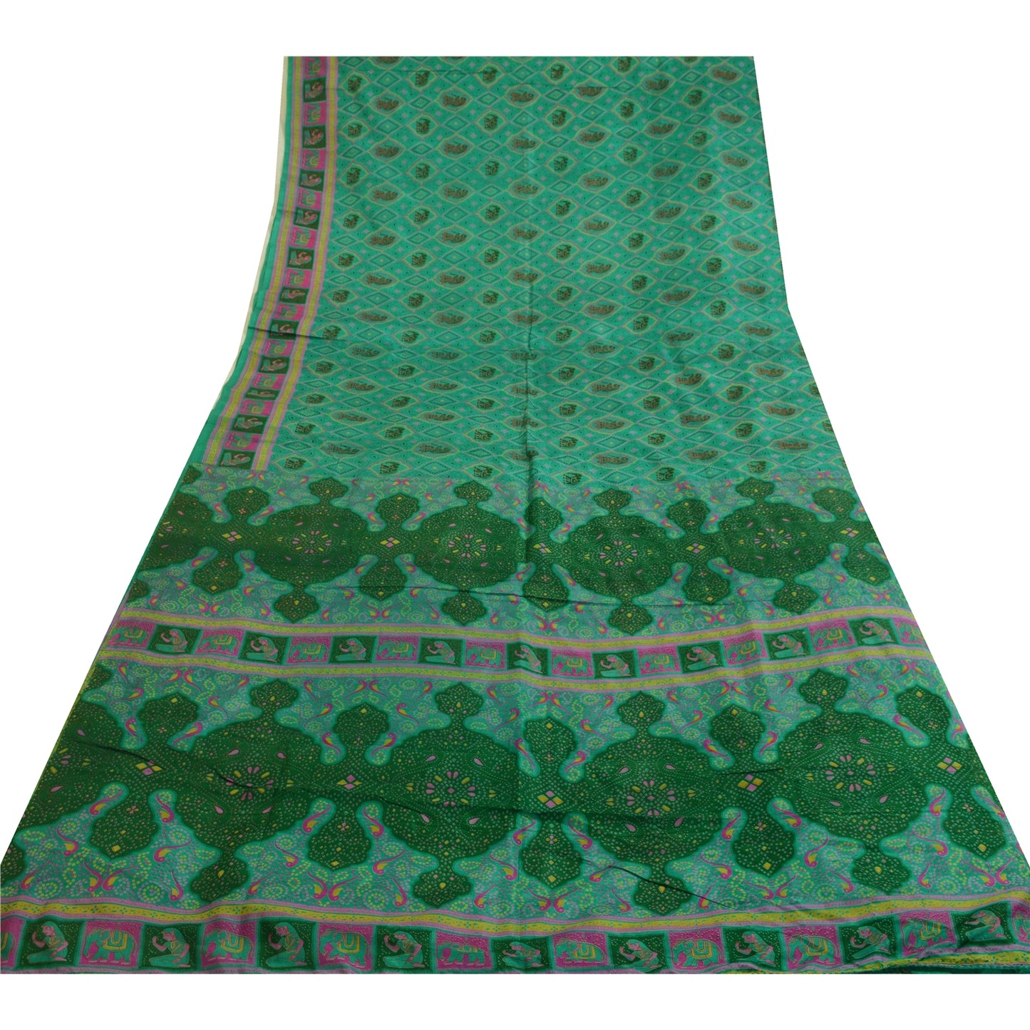 Sanskriti Vintage Sarees Quilting Felting Pure Silk Printed Sari Craft Sustainable Fabric