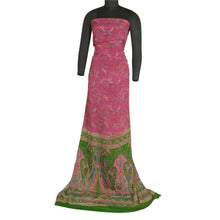 Load image into Gallery viewer, Sanskriti Vintage Sarees Indian Green/Pink Printed Pure Silk Sari Craft Fabric
