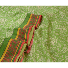 Load image into Gallery viewer, Sanskriti Vintage Sarees Green Printed 100% Pure Silk Sari Soft 5yd Craft Fabric
