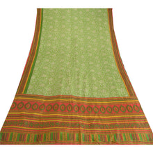 Load image into Gallery viewer, Sanskriti Vintage Sarees Green Printed 100% Pure Silk Sari Soft 5yd Craft Fabric
