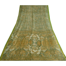 Load image into Gallery viewer, Sanskriti Vintage Sarees Green Zari Border Pure Silk Printed Sari Craft Fabric
