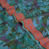 Sanskriti Vintage Sarees Multi Pure Silk Printed Woven Border Sari Craft Fabric