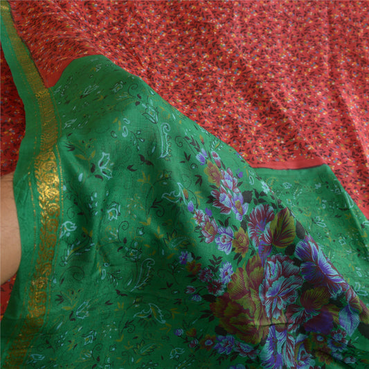 Санскритские винтажные сари из красного чистого шелка, стеганое валяние, рукоделие, устойчивая ткань, принт сари