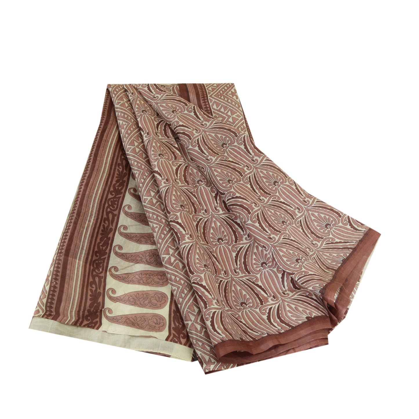 Sanskriti Vintage Sarees Mauve 100% Pure Silk Sari Printed Soft 5yd Craft Sustainable Fabric