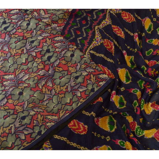 Санскритские винтажные сари индийское многослойное чистое шелковое сари с принтом 5 ярдов ремесленная устойчивая ткань