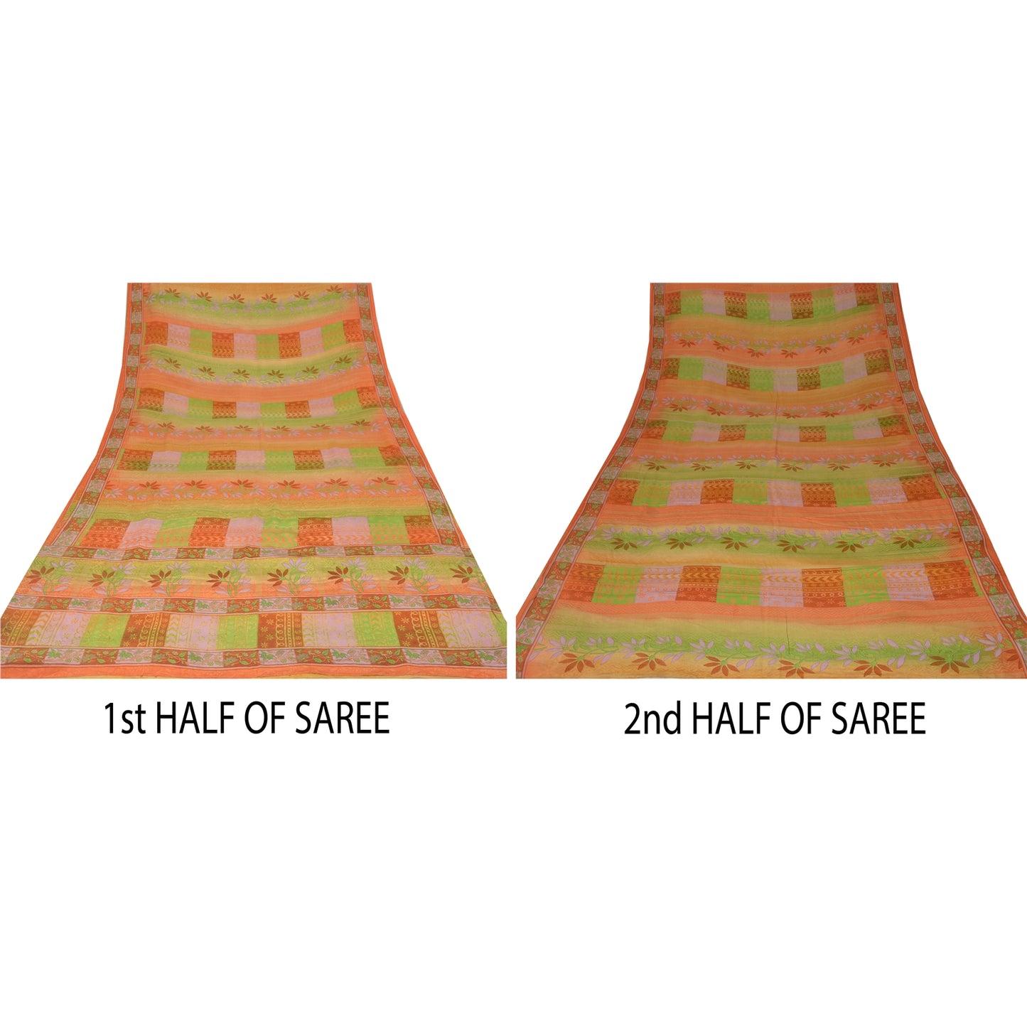 Sanskriti Vintage Indian Sari 100% Pure Crepe Silk Printed Sarees Craft Sustainable Fabric