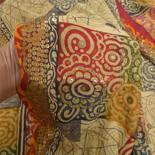 Sanskriti Vintage Sarees 100% Pure Crepe Silk Printed Sari Soft 5Yd Craft Sustainable Fabric