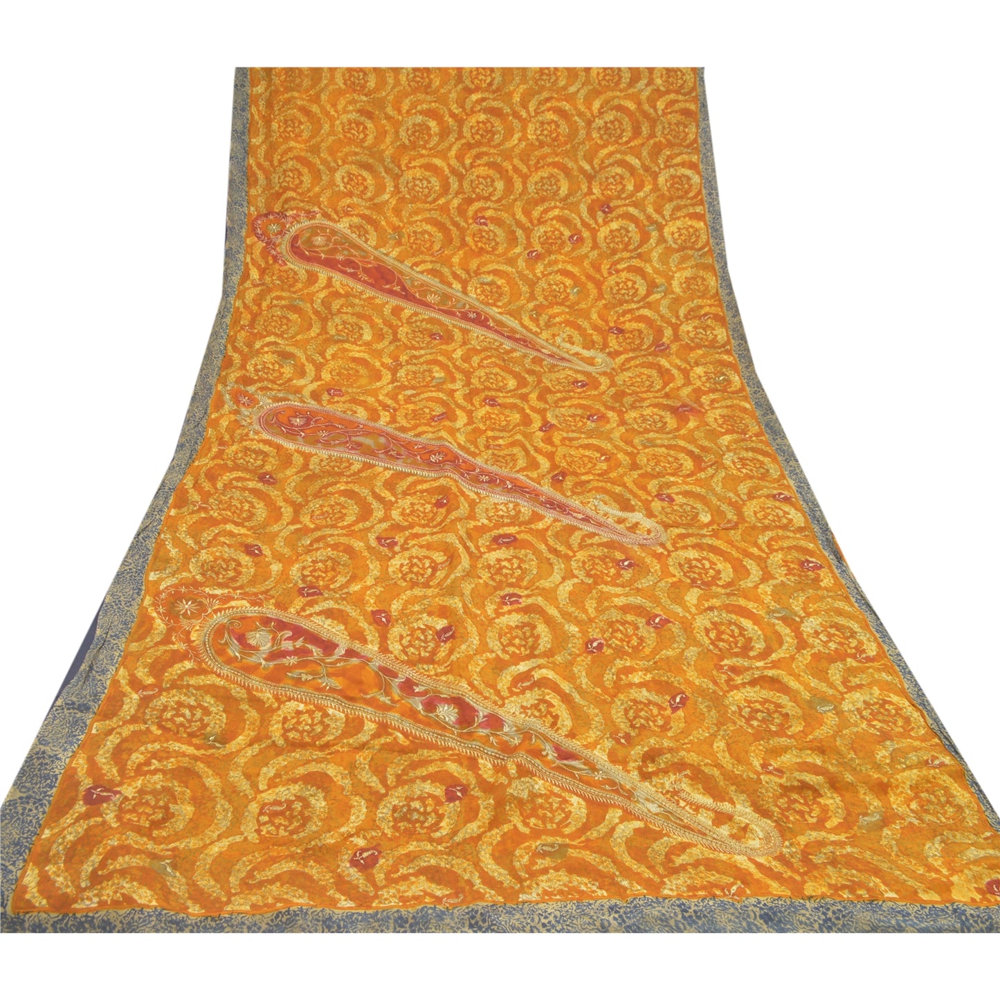 Sanskriti Vintage Brown Sarees Pure Crepe Silk Printed Embroidered Sari Sustainable Fabric