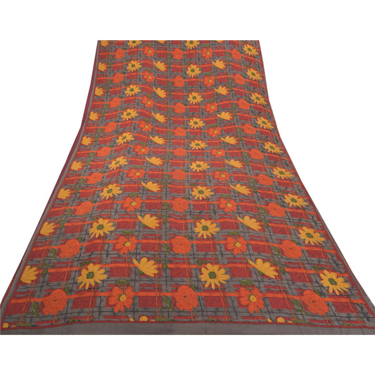 Sanskriti Vintage Multicolor Sarees Pure Crepe Silk Printed Sari Craft Sustainable Fabric