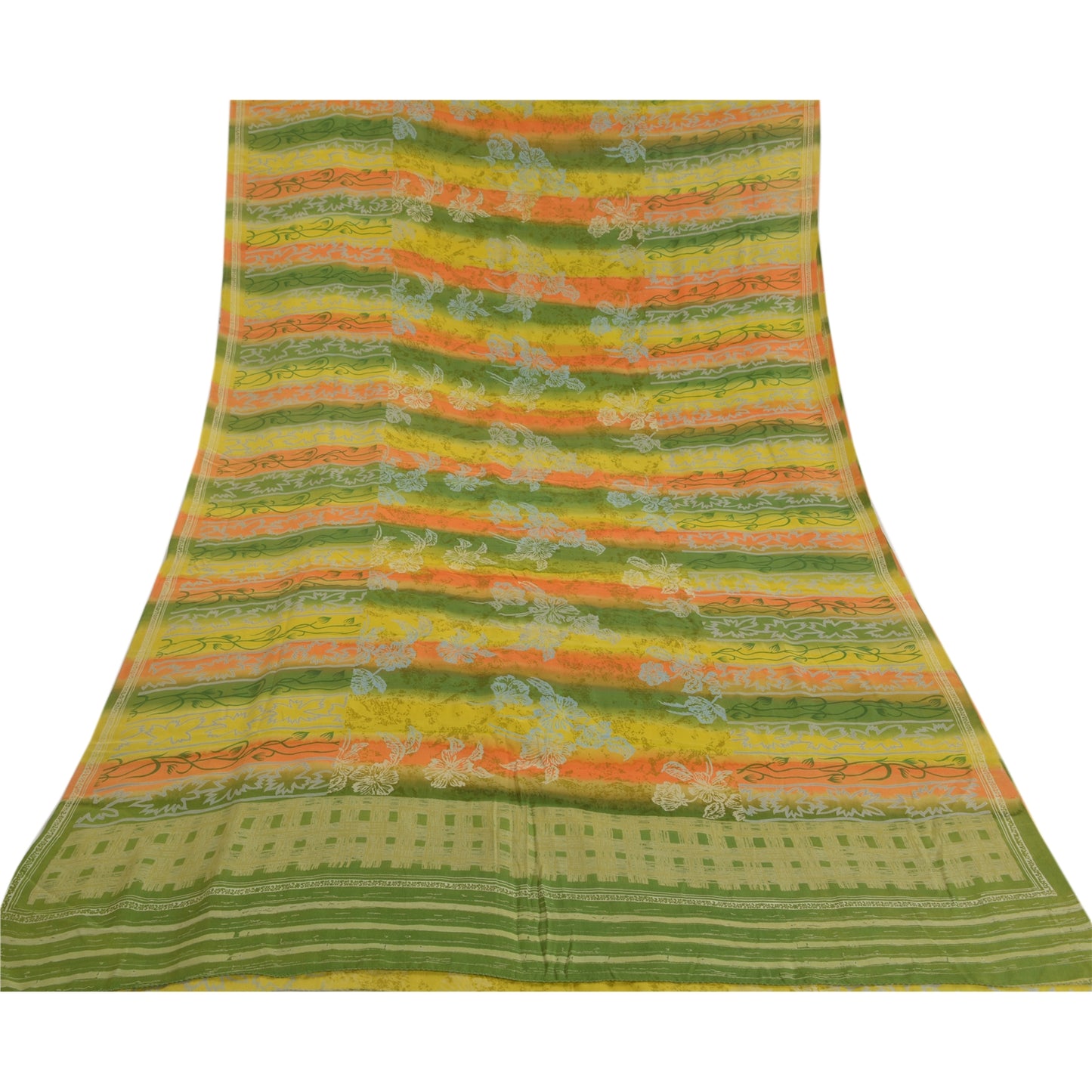 Sanskriti Vintage Multi Sarees Pure Crepe Silk Printed Sari Floral Craft Sustainable Fabric