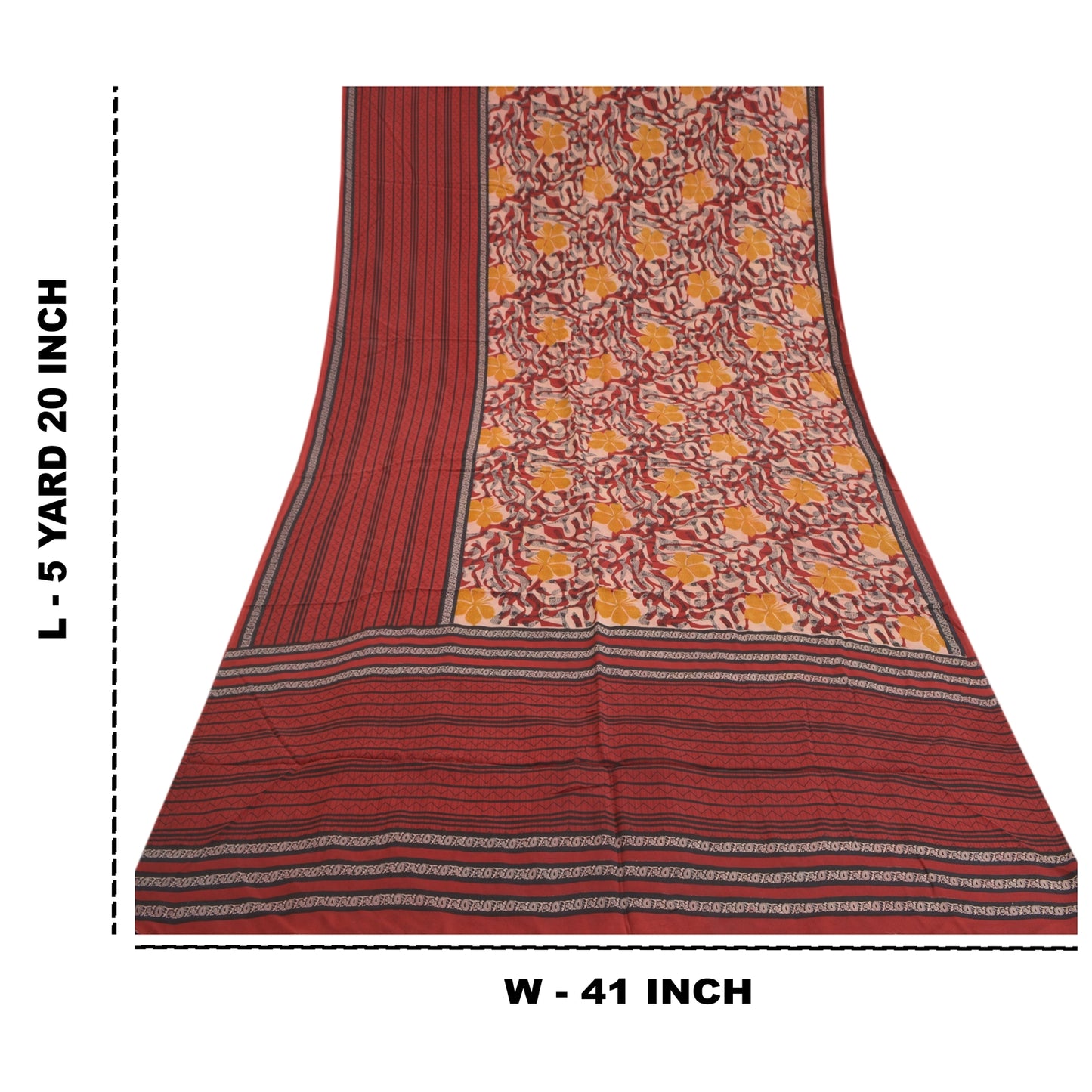 Sanskriti Vintage Dark Red Sarees Pure Crepe Silk Printed Sari Craft Sustainable Fabric