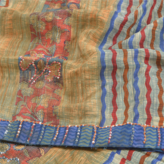 Sanskriti Vintage Multicolor Sarees Pure Crepe Silk Printed Sari Craft Sustainable Fabric