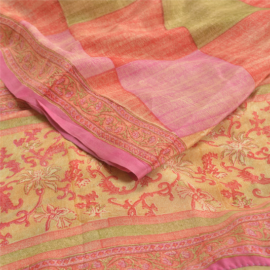 Sanskriti Vintage Multicolor Sarees Pure Crepe Silk Printed Sari Craft Sustainable Fabric