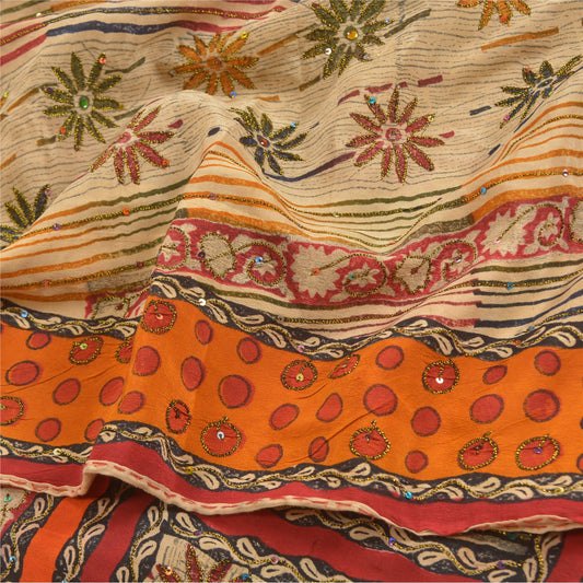 Sanskriti Vintage Multicolor Sarees Pure Crepe Silk Printed Sari Craft Sustainable Fabric