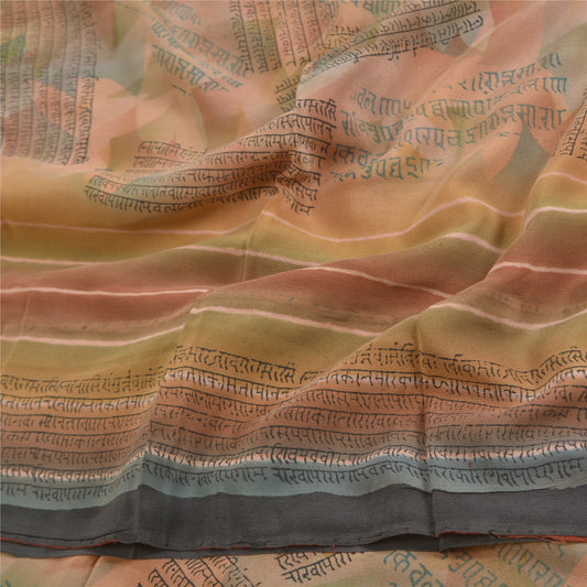 Sanskriti Vintage Sarees Multi Indian Pure Crepe Silk Printed Sari Craft Sustainable Fabric