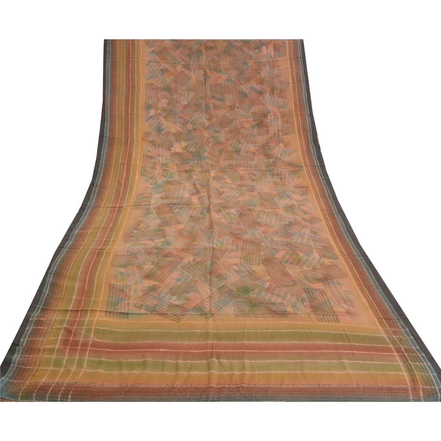 Sanskriti Vintage Sarees Multi Indian Pure Crepe Silk Printed Sari Craft Sustainable Fabric