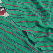 Load image into Gallery viewer, Sanskriti Vintage Sarees Green Leheria Pattern Pure Crepe Silk Print Sari Fabric
