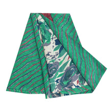 Load image into Gallery viewer, Sanskriti Vintage Sarees Green Leheria Pattern Pure Crepe Silk Print Sari Fabric
