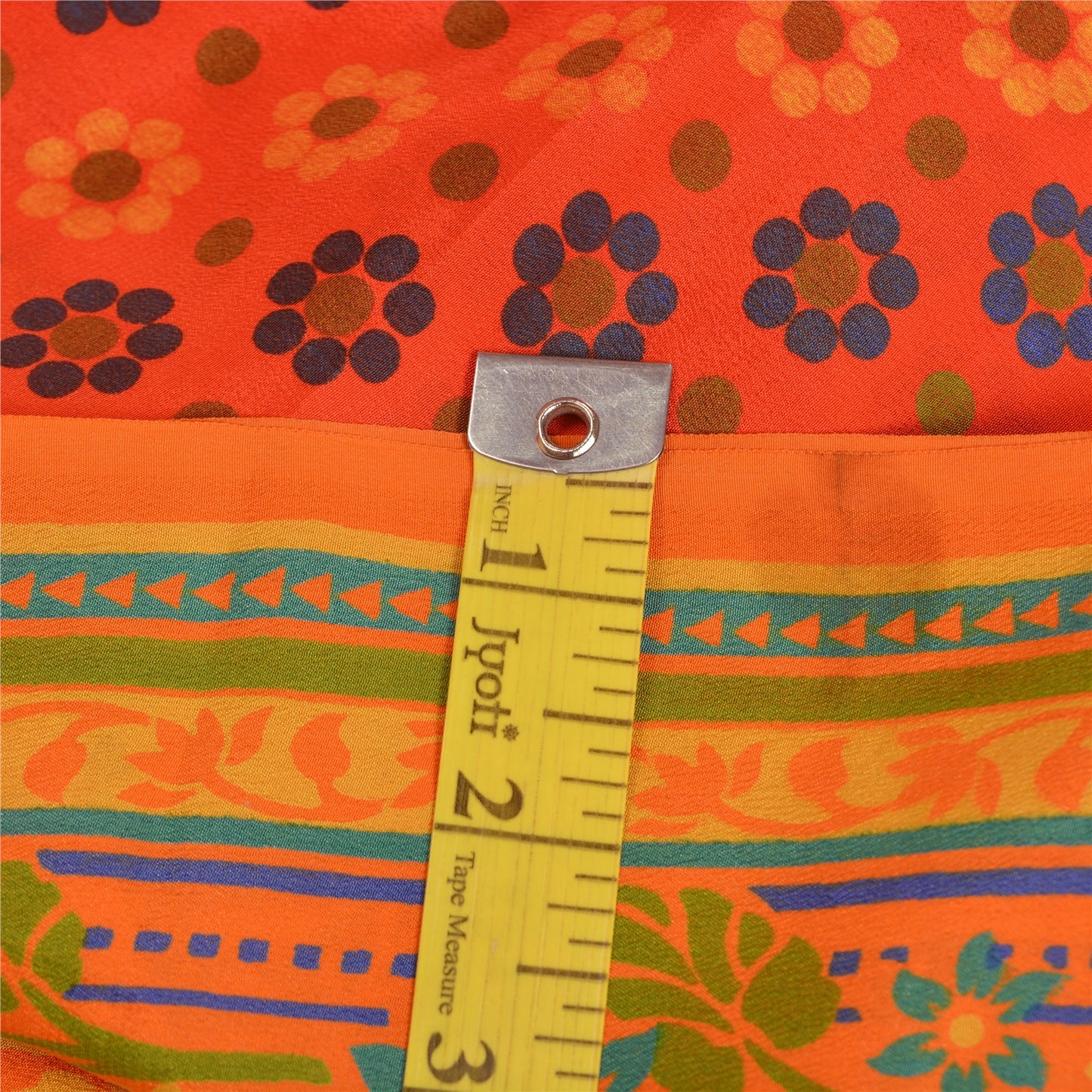 Sanskriti Vintage Sarees Red Printed Indian Pure Crepe Silk Sari Craft Sustainable Fabric