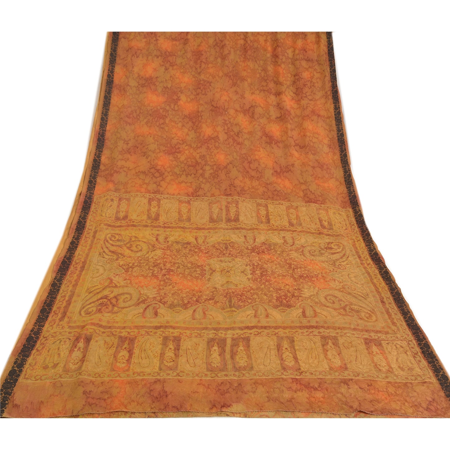 Sanskriti Vintage Sarees Indian Multi Printed Pure Crepe Silk Sari Craft Sustainable Fabric