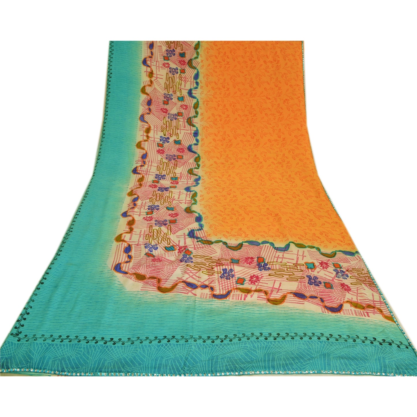 Санскритские винтажные сари индийский многослойный чистый креп шелк напечатанный сари ремесло устойчивая ткань