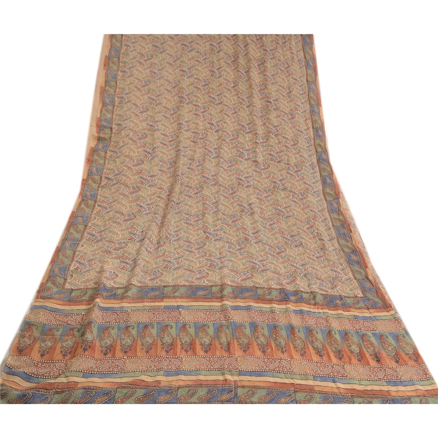 Sanskriti Vintage Sarees Multi Pure Crepe Silk Printed Sari Soft Craft Sustainable Fabric