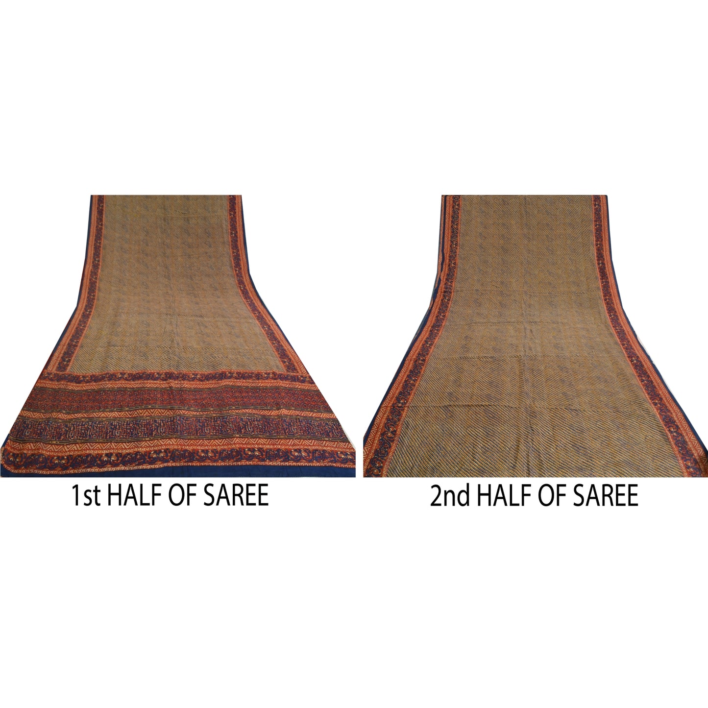 Sanskriti Vintage Sarees From India Multi Pure Crepe Silk Printed Sari Sustainable Fabric