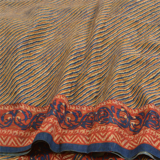 Sanskriti Vintage Sarees From India Multi Pure Crepe Silk Printed Sari Sustainable Fabric