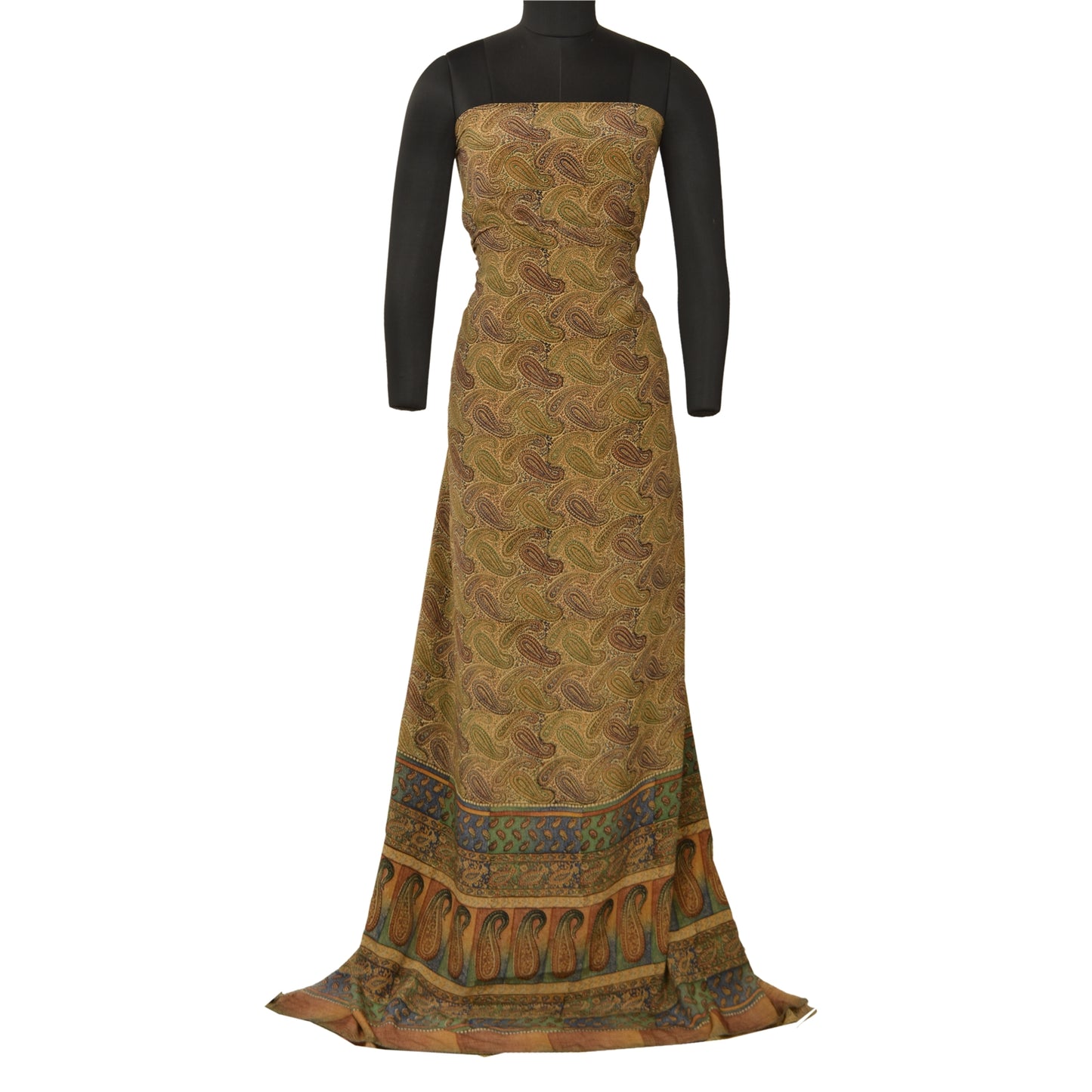 Sanskriti Vintage Sarees Indian Multi Pure Crepe Silk Printed Sari Craft Sustainable Fabric