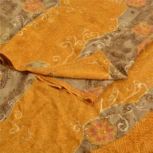 Load image into Gallery viewer, Sanskriti Vintage Saffron Sarees Pure Crepe Silk Printed Sari Craft 5 YD Fabric
