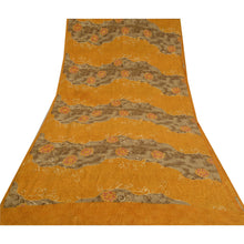 Load image into Gallery viewer, Sanskriti Vintage Saffron Sarees Pure Crepe Silk Printed Sari Craft 5 YD Fabric
