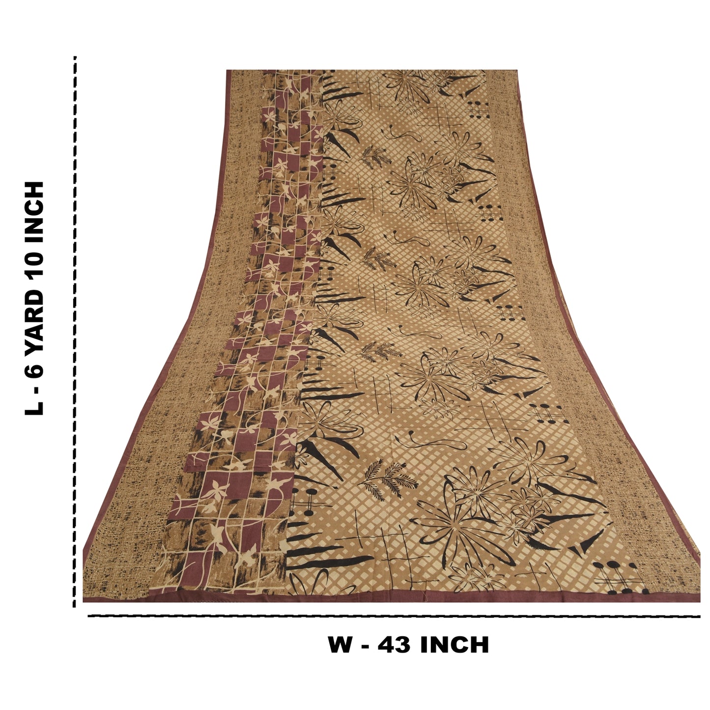 Sanskriti Vintage Sarees i cremefarvede nuancer af ren crepe silketryk Sari håndværk i bæredygtigt stof