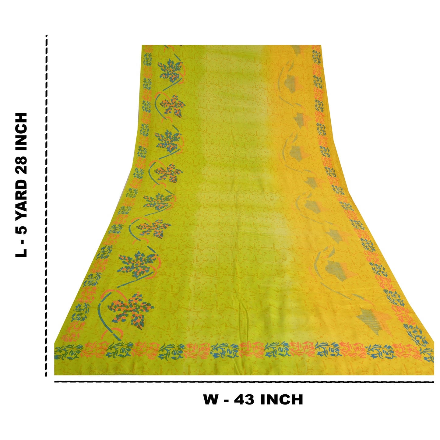 Sanskriti Vintage Sarees Indian Green Pure Crepe Silk Printed Sari Craft Sustainable Fabric