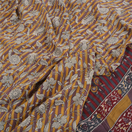 Sanskriti Vintage Multicolor Sarees Pure Crepe Silk Printed Sari Craft Sustainable Fabric