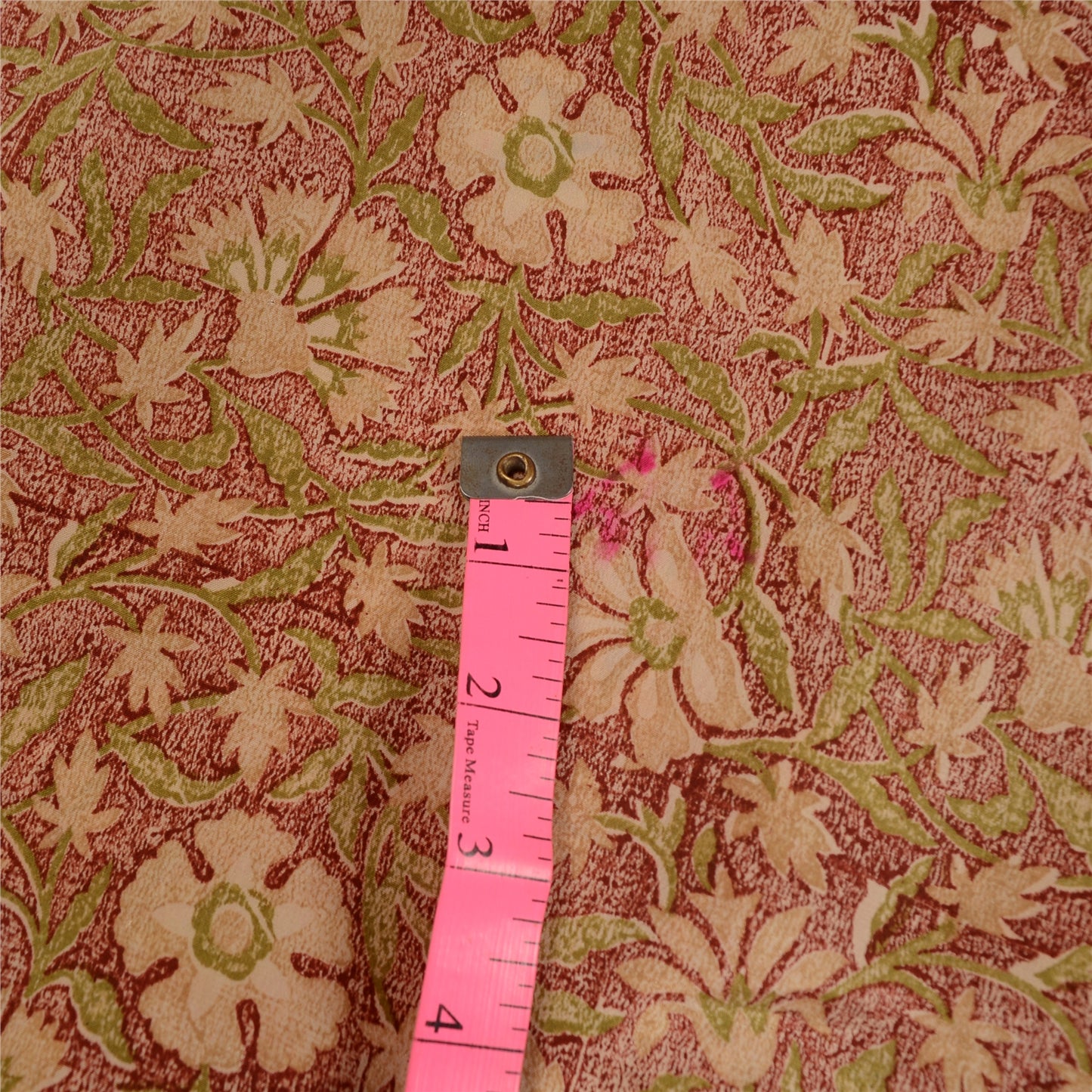 Sanskriti Vintage Dark Red Sarees Pure Crepe Silk Printed Sari Craft Sustainable Fabric