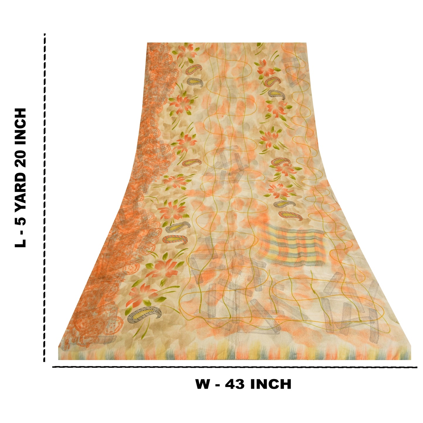 Sanskriti Vintage Sarees Multi 100% Pure Crepe Silk Printed Sari Craft Sustainable Fabric