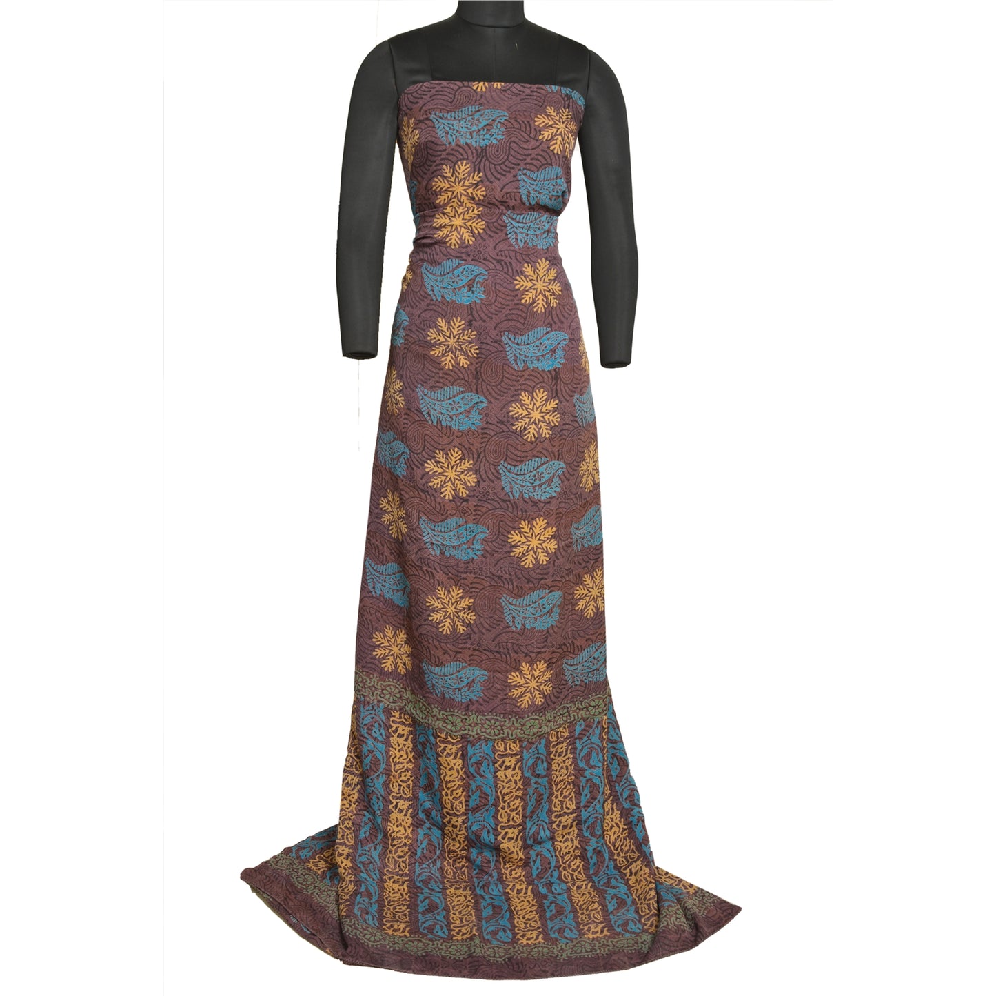 Sanskriti Vintage Sarees Mauve Hand Block Printed Pure Crepe Silk Sari Sustainable Fabric